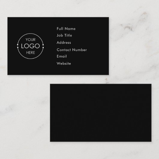 Zwart Aangepaste Logo Eenvoudige visitekaartsjablo Visitekaartje (Voorkant / Achterkant)