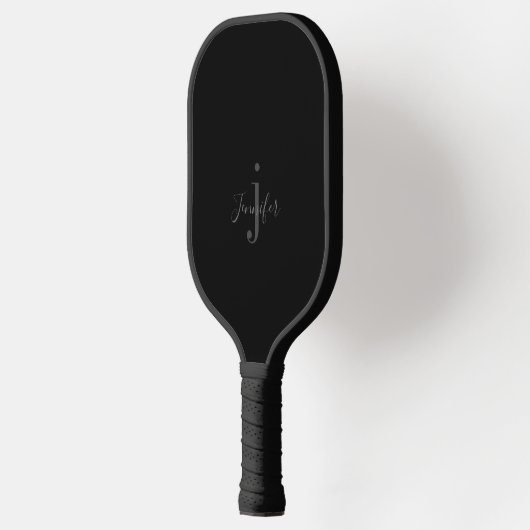 Zwart Aangepaste Naam Monogram Initialen Modern Ee Pickleball Paddle (Links)