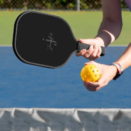 Zwart Aangepaste Naam Monogram Initialen Modern Ee Pickleball Paddle