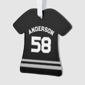 Zwart aangepaste naam, nummer, foto sport jersey ornament (voorkant)