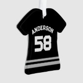 Zwart aangepaste naam, nummer, foto sport jersey ornament (voorkant)