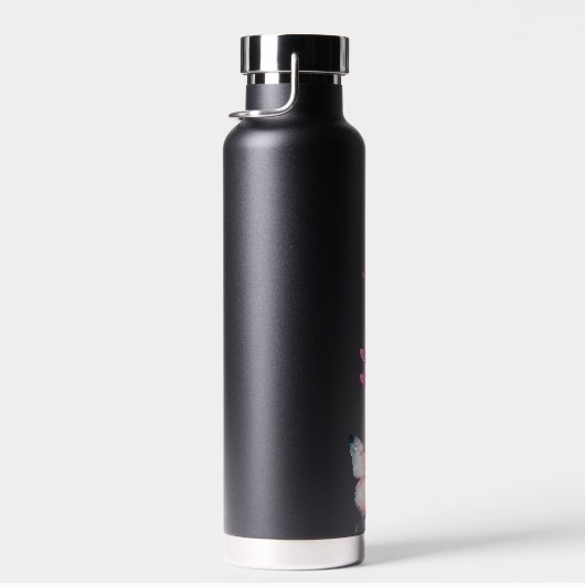 Zwart aangepaste naam vlinder verjaardagscadeau waterfles (Rechts)