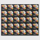 Zwart Aangepaste Verjaardag Ballon Gift Wrapping P Cadeaupapier (Vlak)