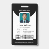 Zwart | Aanpasbare personeels-ID bedrijfsbeveiligi Badge (Voorzijde)