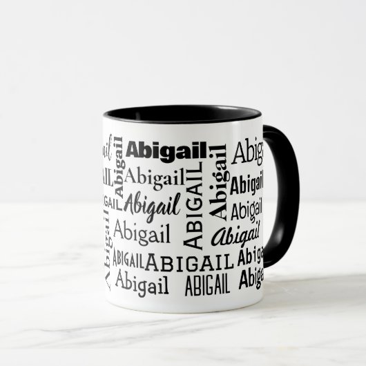 Zwart ABIGAIL naam op wit Mok (Voorkant rechts)