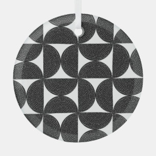 Zwart abstract 60s stijl naadloos patroon. glas ornament