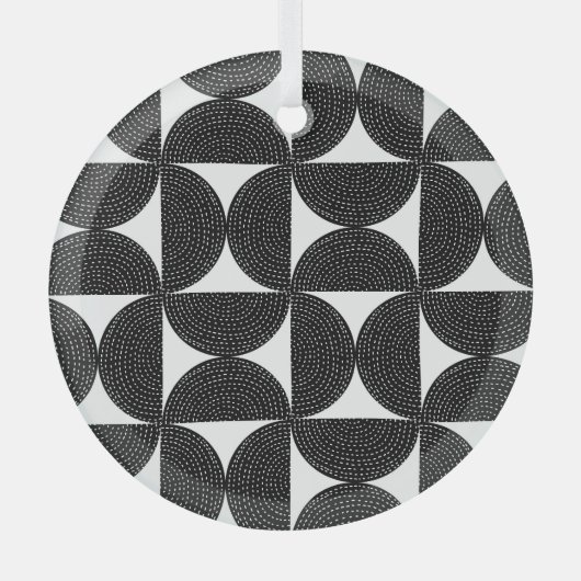 Zwart abstract 60s stijl naadloos patroon. glas ornament (Voorkant)