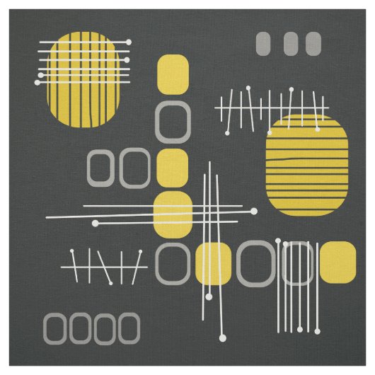 Zwart Abstract Barkcloth Black Yellow Stof (Swatch)