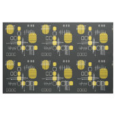 Zwart Abstract Barkcloth Black Yellow Stof (Fat Quarter)