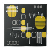 Zwart Abstract Barkcloth Black Yellow Tegeltje (Voorkant)