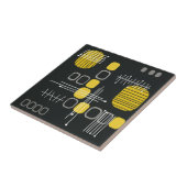 Zwart Abstract Barkcloth Black Yellow Tegeltje (Zijkant)