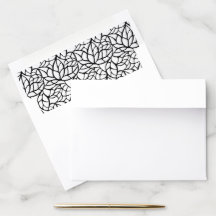 Zwart Abstract Foliage Outline Patroon Bruiloft
