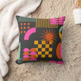 Zwart  Abstract geometrisch kunstpatroon Kussen