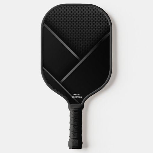 Zwart Abstract koolstof Kijk naar aangepaste tekst Pickleball Paddle (Achterkant)