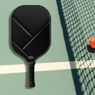 Zwart Abstract koolstof Kijk naar aangepaste tekst Pickleball Paddle
