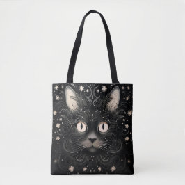 Zwart Abstract Modern Cat Graphic Tas