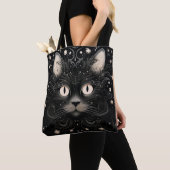 Zwart Abstract Modern Cat Graphic Tas (Dichtbij)