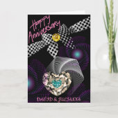 Zwart Abstract Modern Diamond Happy Jubileum Kaart (Voorkant)