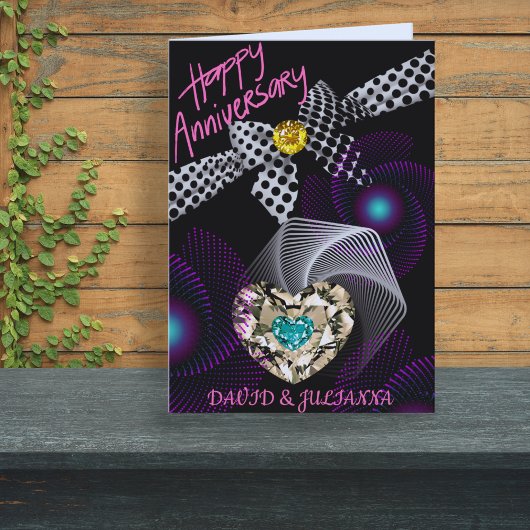 Zwart Abstract Modern Diamond Happy Jubileum Kaart