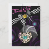 Zwart Abstract Modern Unique Diamond Jubileum Bedankkaart (Voorkant)