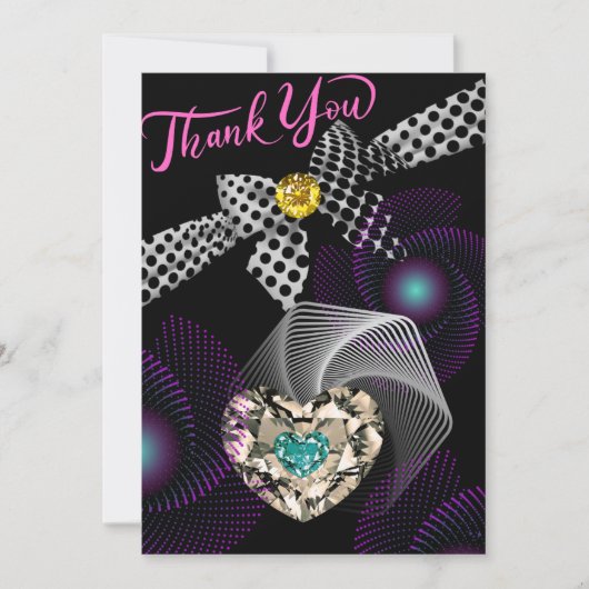 Zwart Abstract Modern Unique Diamond Jubileum Bedankkaart (Voorkant)