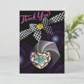 Zwart Abstract Modern Unique Diamond Jubileum Bedankkaart (Staand voorkant)