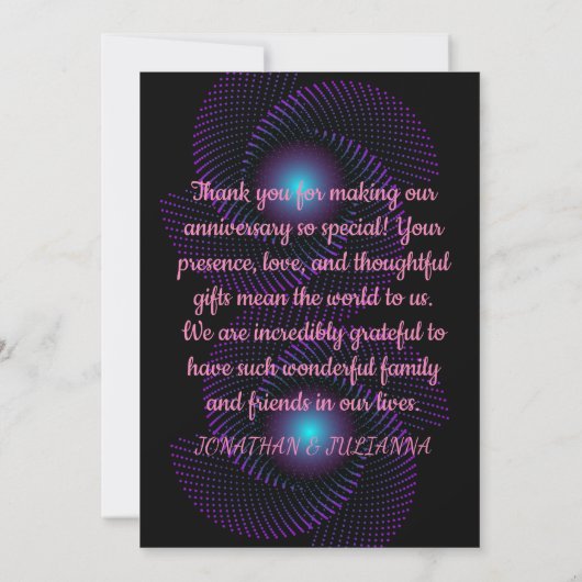 Zwart Abstract Modern Unique Diamond Jubileum Bedankkaart (Achterkant)