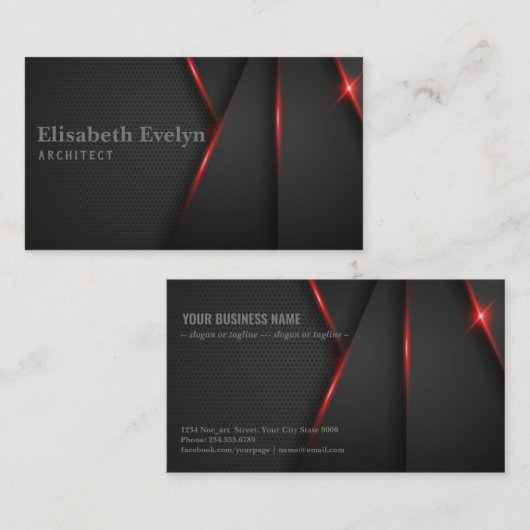 Zwart abstract overlappende achtergrond visitekaartje (Voorkant / Achterkant)