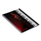 Zwart Abstract piano en rood clef Notitieboek (Rechterzijde)