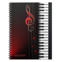 Zwart Abstract piano en rood clef