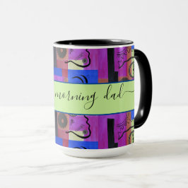 Zwart Abstract voor vader, helder Ringer 15 oz Mok