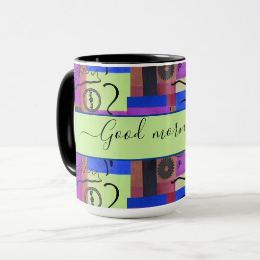 Zwart Abstract voor vader, helder Ringer 15 oz Mok (Voorkant links)