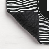 Zwart Abstract Wave Lines Mousepad Muismat (Hoek)