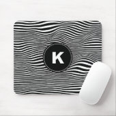 Zwart Abstract Wave Lines Mousepad Muismat (Met muis)