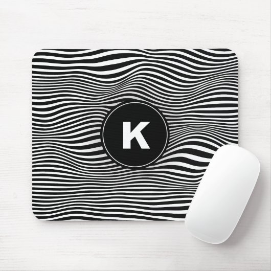 Zwart Abstract Wave Lines Mousepad Muismat (Met muis)