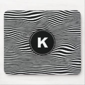 Zwart Abstract Wave Lines Mousepad Muismat (Voorkant)