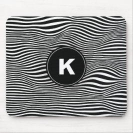 Zwart Abstract Wave Lines Mousepad Muismat