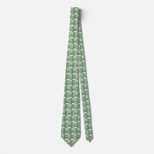 Zwart Abstract Weave op Mint Green Stropdas (Voorkant)