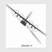 Zwart AC-130 Front Uitzicht Silhouet Sticker (Vel)
