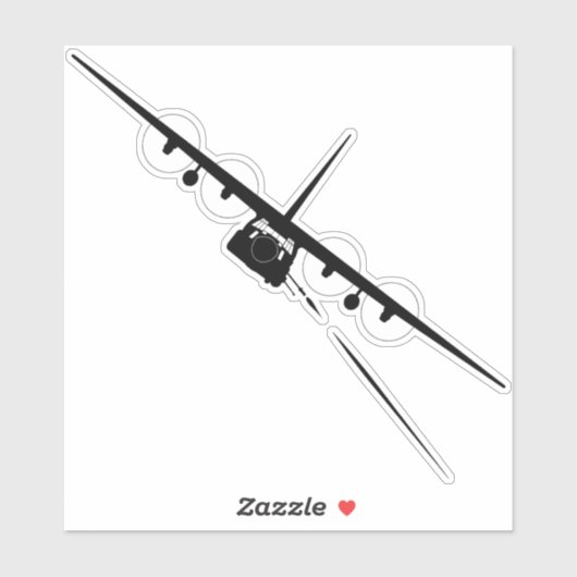 Zwart AC-130 Front Uitzicht Silhouet Sticker (Vel)