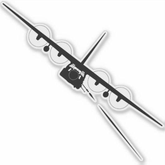 Zwart AC-130 Front Uitzicht Silhouet Sticker (Voorkant)