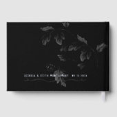 Zwart Acanthus Leaf Zilver Script Elegante bruilof Gastenboek (Achterkant)