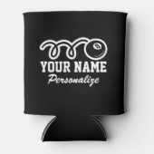 Zwart acht bal cartoon print aangepaste naam blikjeskoeler (Voorkant)