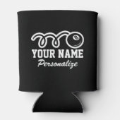 Zwart acht bal cartoon print aangepaste naam blikjeskoeler (Achterkant)