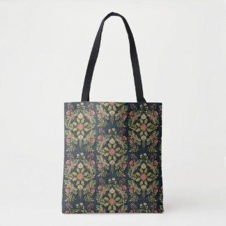 zwart achtergrond folk country art tote bag