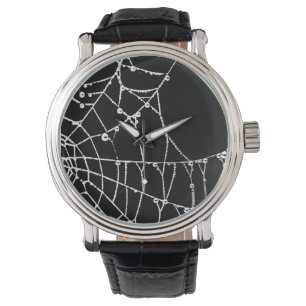 Zwart Achtergrond Spider Web Grafisch Silhouet Horloge
