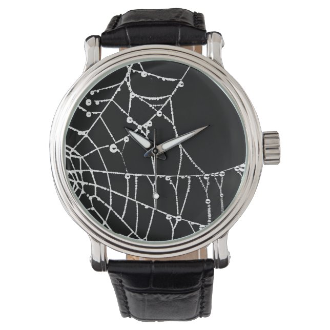Zwart Achtergrond Spider Web Grafisch Silhouet Horloge (Voorkant)