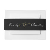 Zwart Achtergrond Wit Script Goud Ampersand Chic Uitnodigingen Wikkel (Voorkant Voorbeeld)