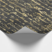 Zwart-achtergrondzwart, oud Gold-handschrift Cadeaupapier (Hoek)