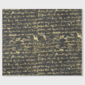 Zwart-achtergrondzwart, oud Gold-handschrift Cadeaupapier (Vlak)